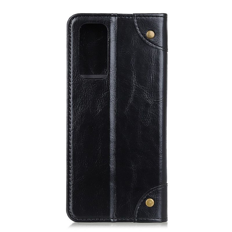 Flip Case Samsung Galaxy A72 4G / A72 5G Schwarz Lederstil Mit Nieten