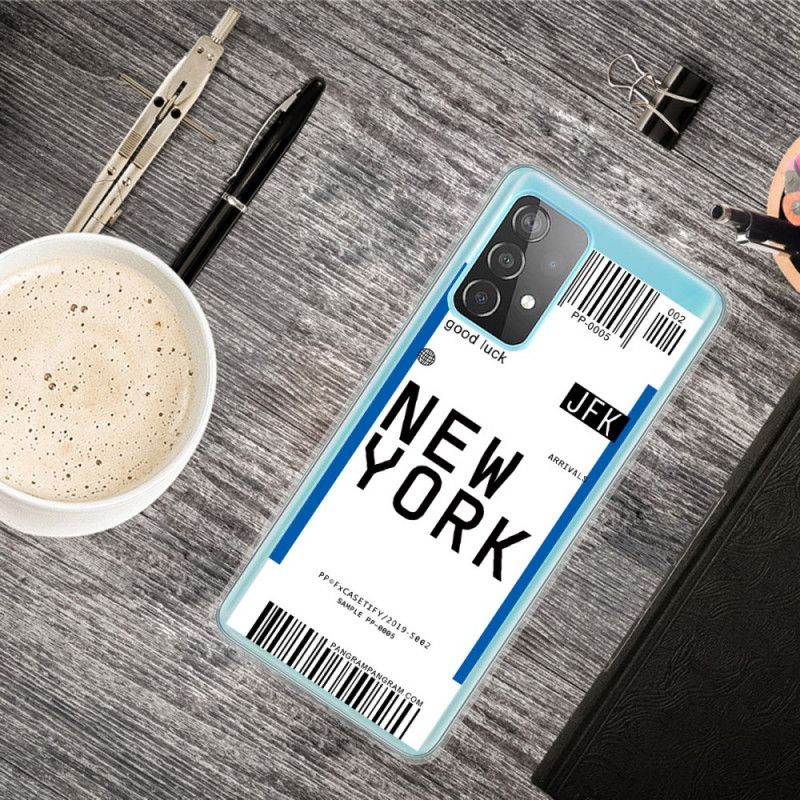 Hülle Für Samsung Galaxy A72 4G / A72 5G Schwarz Bordkarte Nach New York