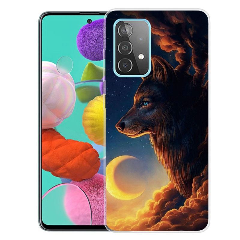 Hülle Für Samsung Galaxy A72 4G / A72 5G Schwarz Flexibler Wolf