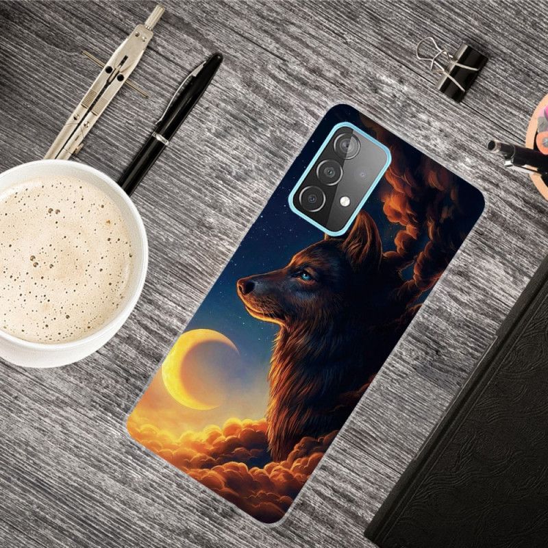 Hülle Für Samsung Galaxy A72 4G / A72 5G Schwarz Flexibler Wolf