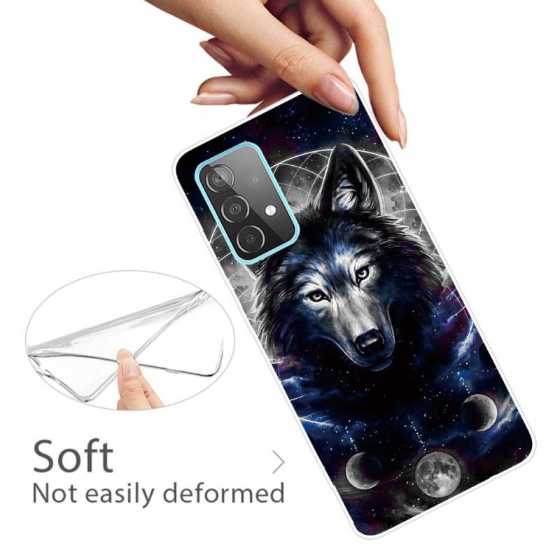 Hülle Für Samsung Galaxy A72 4G / A72 5G Schwarz Flexibler Wolf
