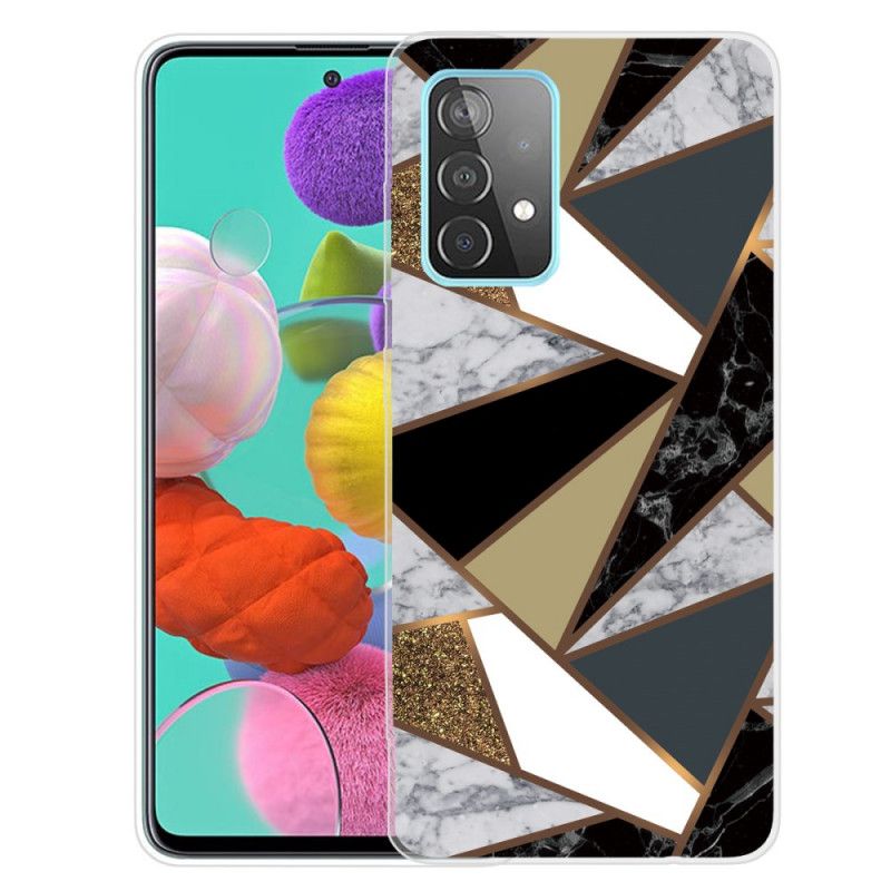 Hülle Für Samsung Galaxy A72 4G / A72 5G Schwarz Geometrischer Marmor