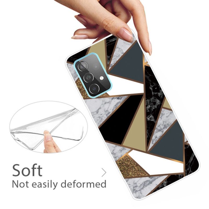 Hülle Für Samsung Galaxy A72 4G / A72 5G Schwarz Geometrischer Marmor