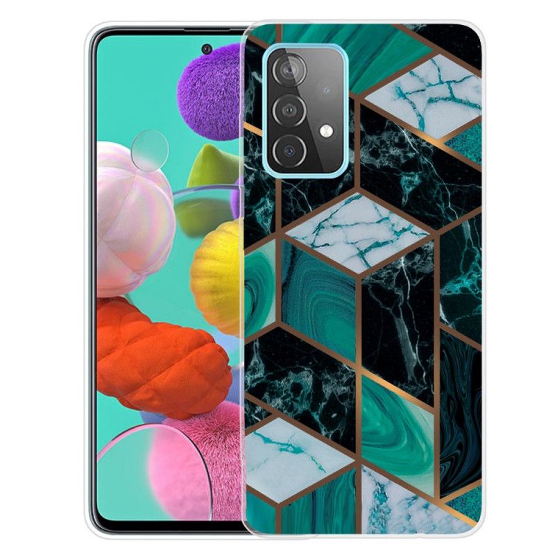 Hülle Für Samsung Galaxy A72 4G / A72 5G Schwarz Geometrischer Marmor