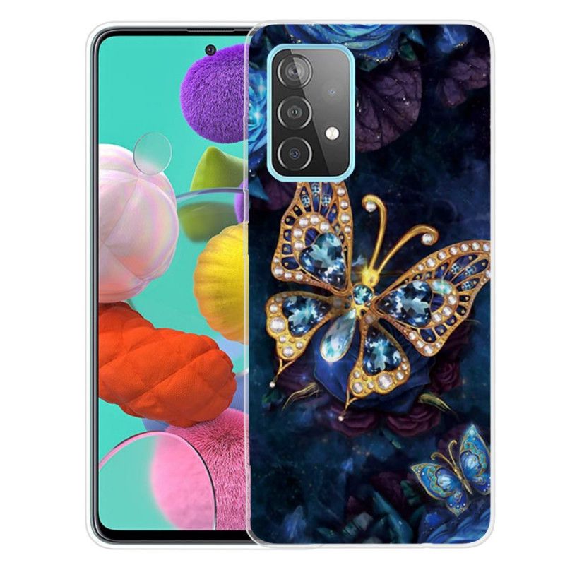 Hülle Samsung Galaxy A72 4G / A72 5G Dunkelblau Luxusschmetterling