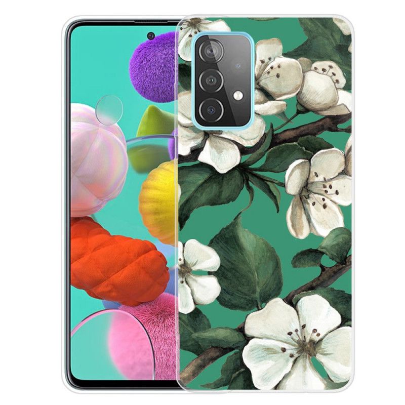 Hülle Samsung Galaxy A72 4G / A72 5G Gemalte Weiße Blumen