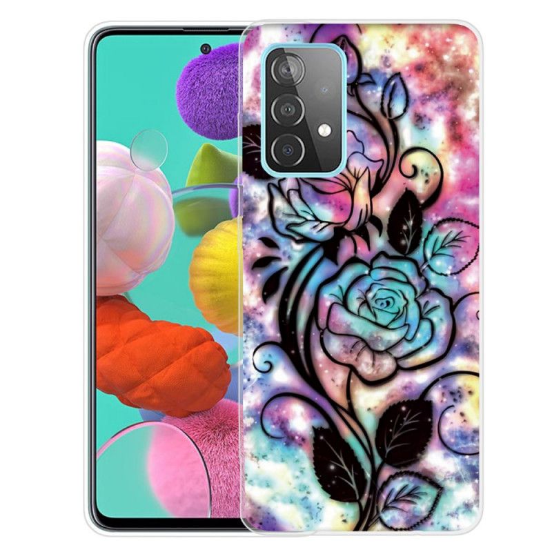 Hülle Samsung Galaxy A72 4G / A72 5G Grafische Blume