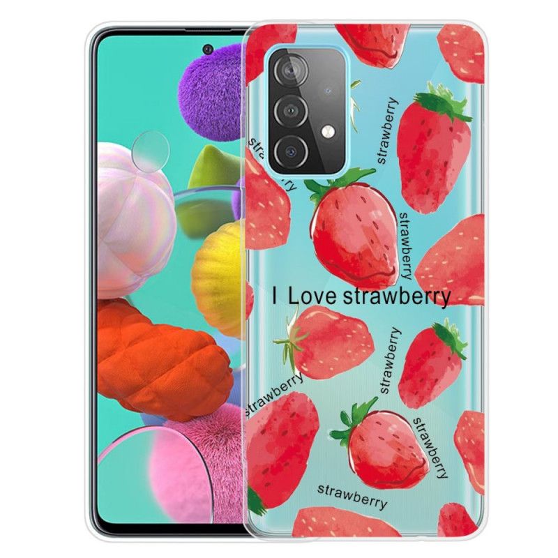 Hülle Samsung Galaxy A72 4G / A72 5G Handyhülle Erdbeeren / Ich Liebe Erdbeeren