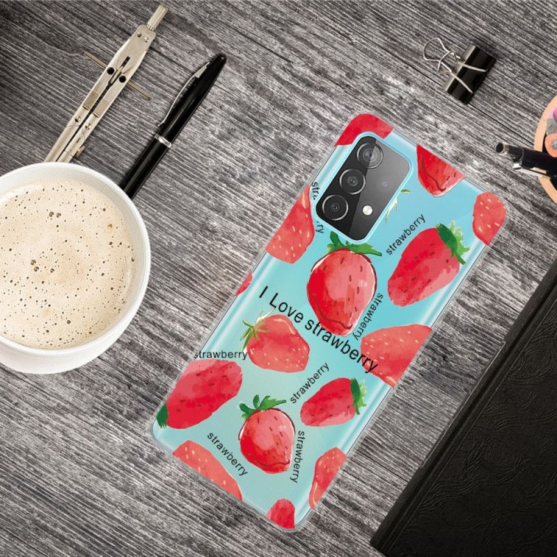 Hülle Samsung Galaxy A72 4G / A72 5G Handyhülle Erdbeeren / Ich Liebe Erdbeeren