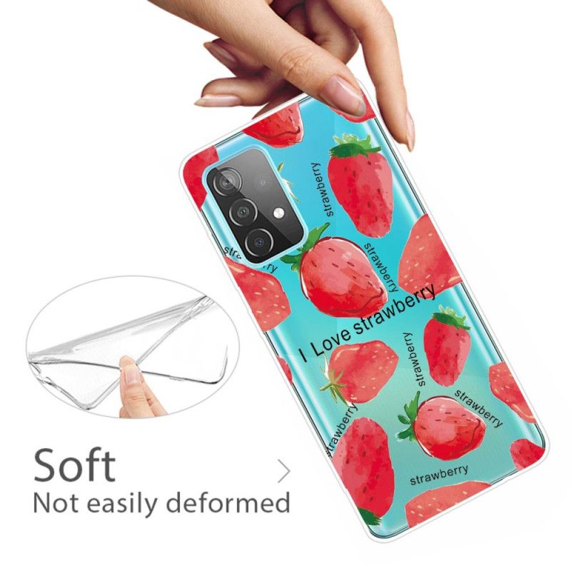 Hülle Samsung Galaxy A72 4G / A72 5G Handyhülle Erdbeeren / Ich Liebe Erdbeeren