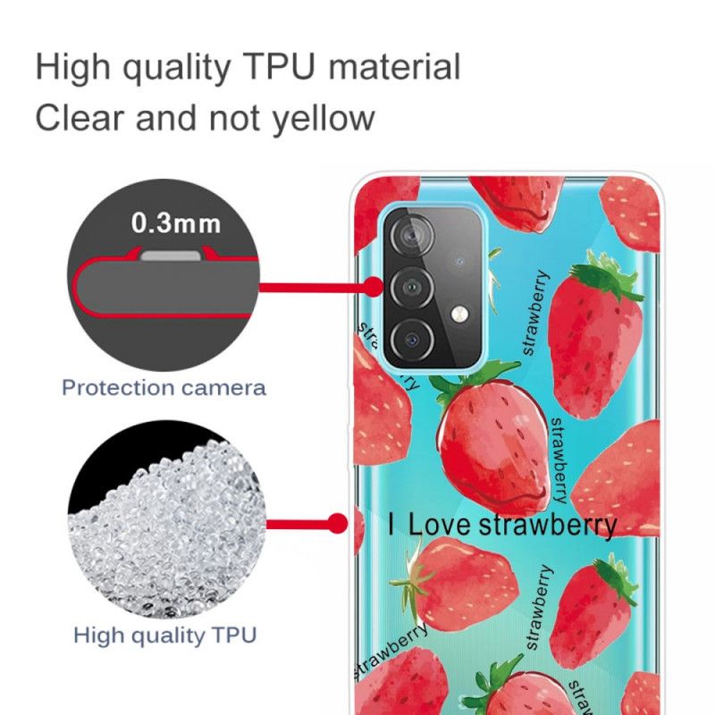 Hülle Samsung Galaxy A72 4G / A72 5G Handyhülle Erdbeeren / Ich Liebe Erdbeeren