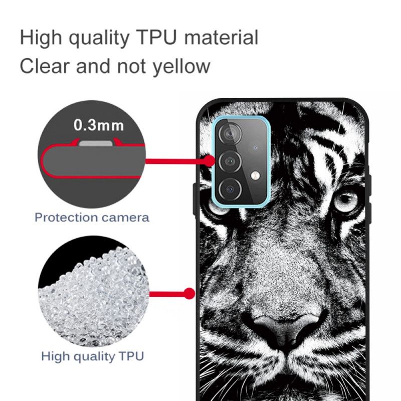 Hülle Samsung Galaxy A72 4G / A72 5G Handyhülle Schwarzweiss-Tiger