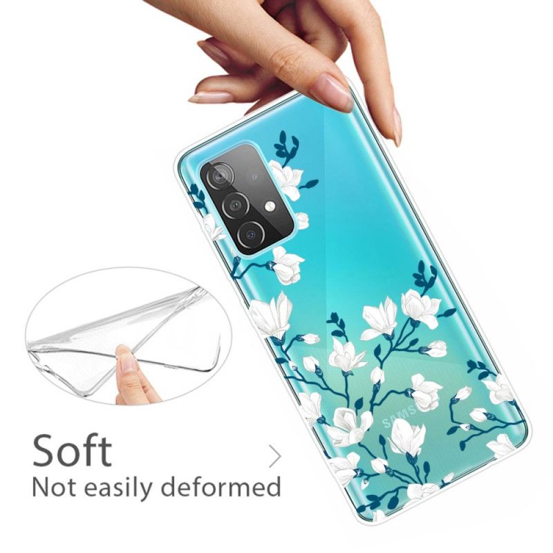 Hülle Samsung Galaxy A72 4G / A72 5G Handyhülle Weiße Blüten