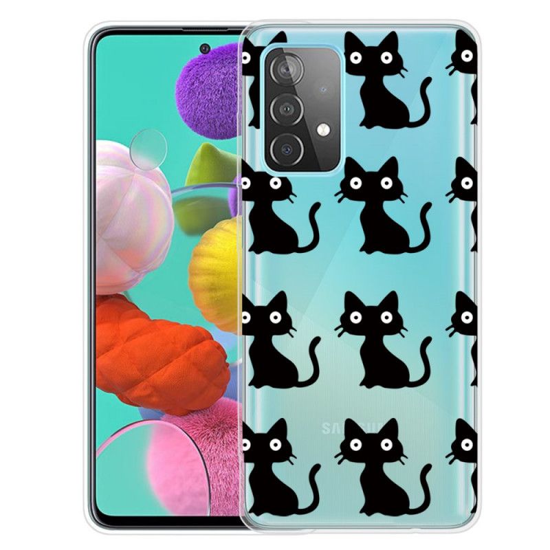 Hülle Samsung Galaxy A72 4G / A72 5G Mehrere Schwarze Katzen