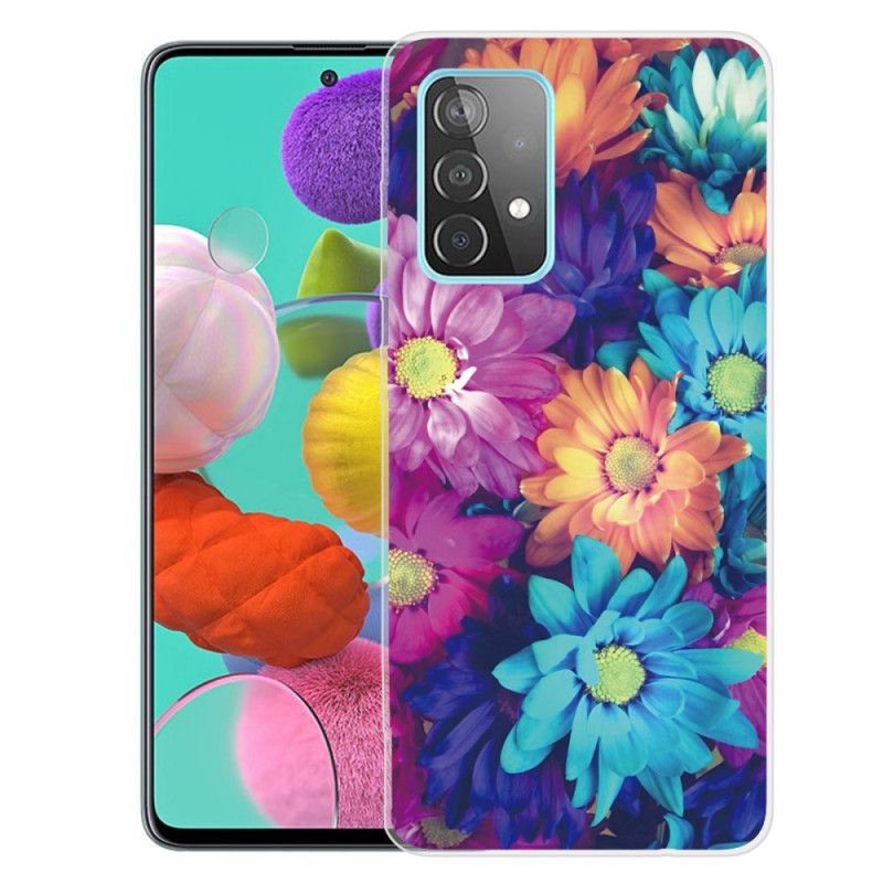 Hülle Samsung Galaxy A72 4G / A72 5G Orange Flexible Blüten