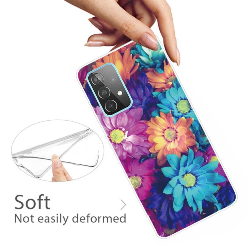 Hülle Samsung Galaxy A72 4G / A72 5G Orange Flexible Blüten