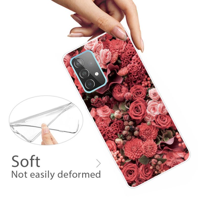 Hülle Samsung Galaxy A72 4G / A72 5G Rot Intensive Blüten