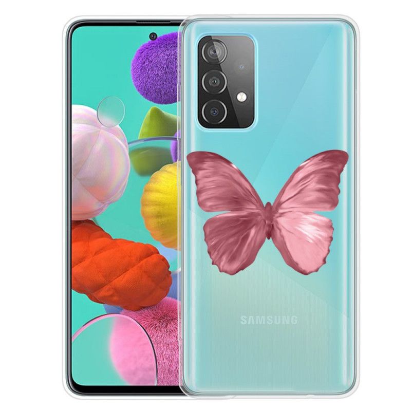 Hülle Samsung Galaxy A72 4G / A72 5G Rot Wilde Schmetterlinge