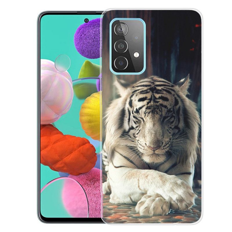 Hülle Samsung Galaxy A72 4G / A72 5G Schwarz Flexibler Tiger