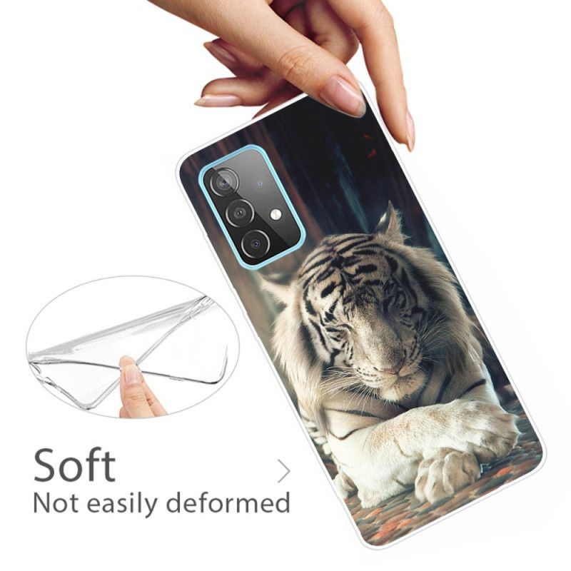 Hülle Samsung Galaxy A72 4G / A72 5G Schwarz Flexibler Tiger