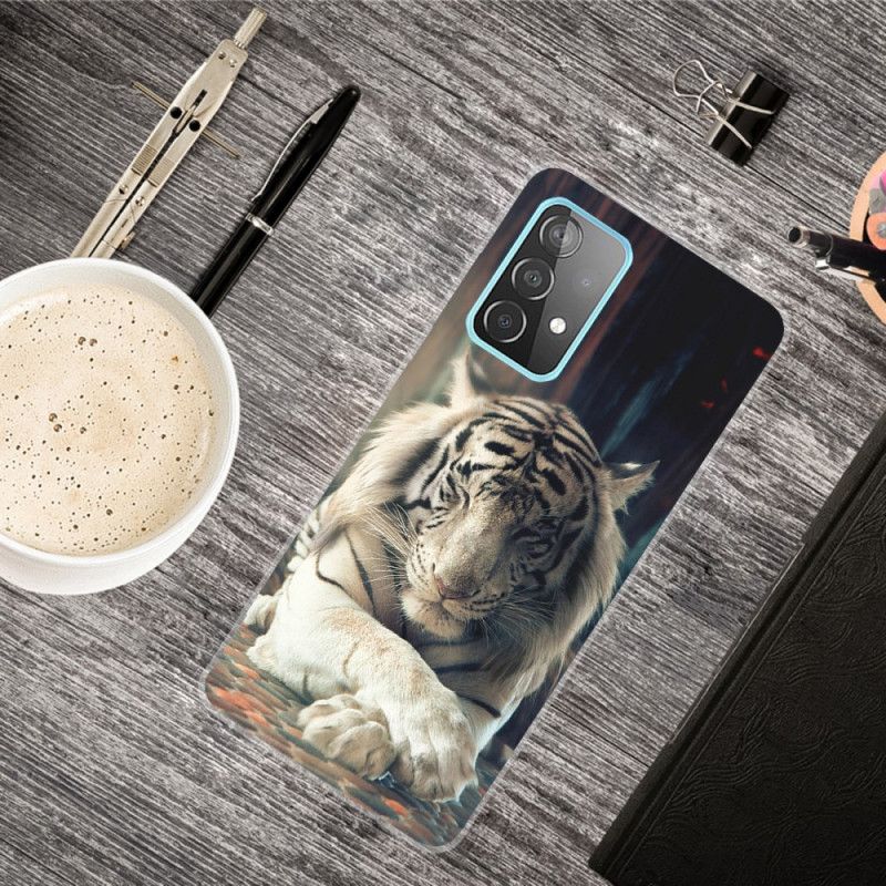 Hülle Samsung Galaxy A72 4G / A72 5G Schwarz Flexibler Tiger