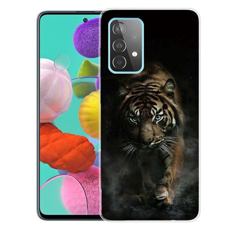 Hülle Samsung Galaxy A72 4G / A72 5G Schwarz Flexibler Tiger