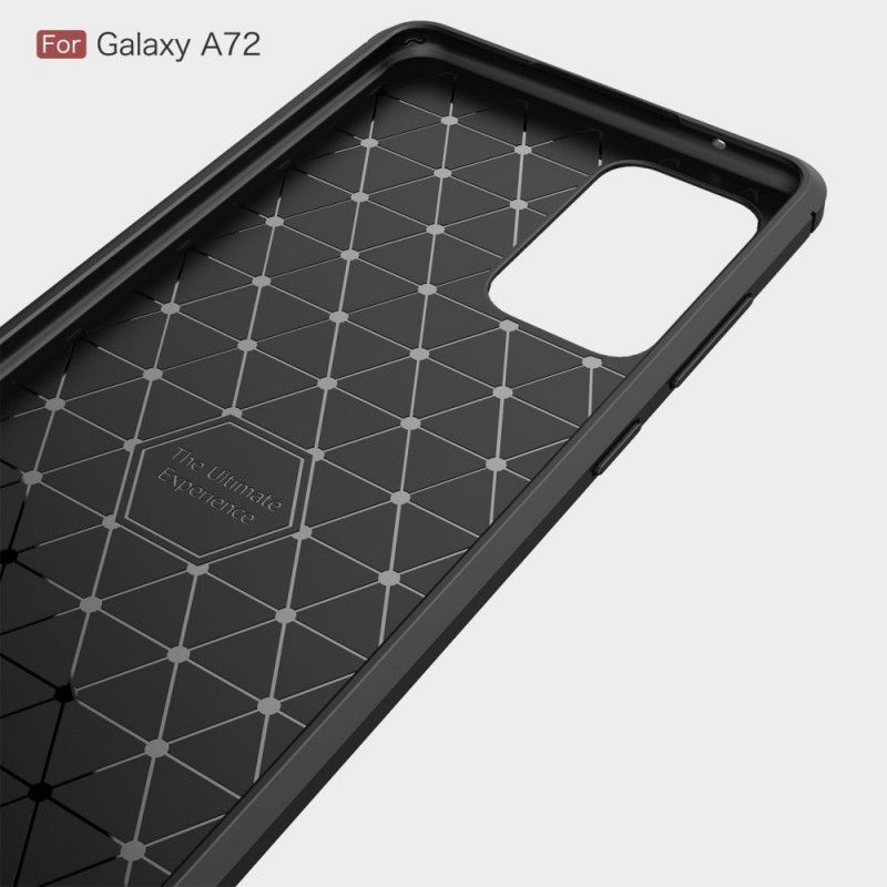 Hülle Samsung Galaxy A72 4G / A72 5G Schwarz Gebürstete Kohlefaser