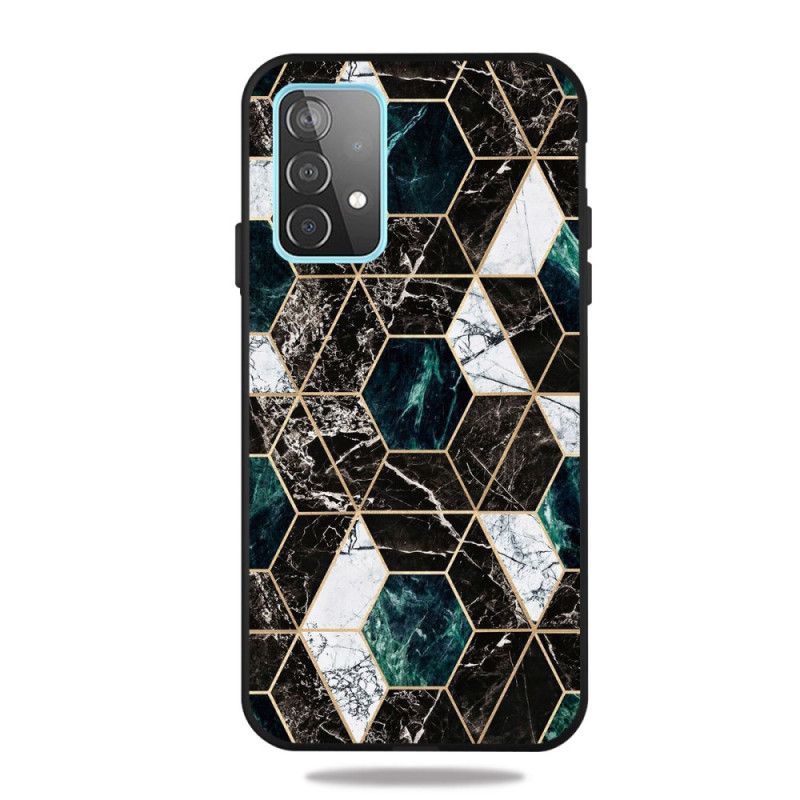 Hülle Samsung Galaxy A72 4G / A72 5G Schwarz Marmorfarbene Geometrie