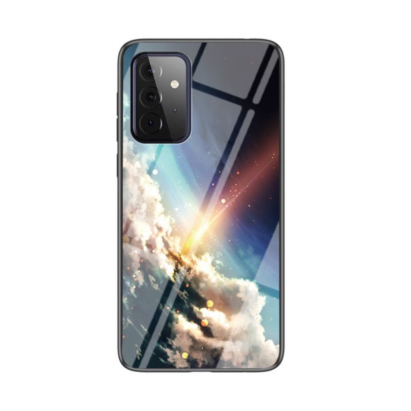 Hülle Samsung Galaxy A72 4G / A72 5G Schwarz Schönheit Gehärtetes Glas