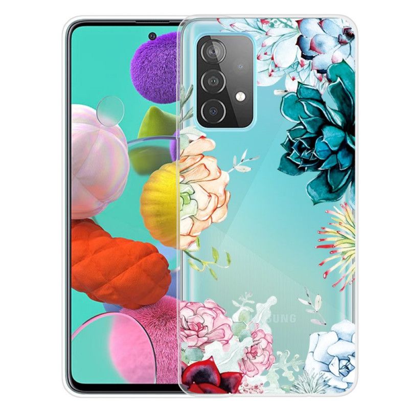 Hülle Samsung Galaxy A72 4G / A72 5G Transparente Aquarellblumen