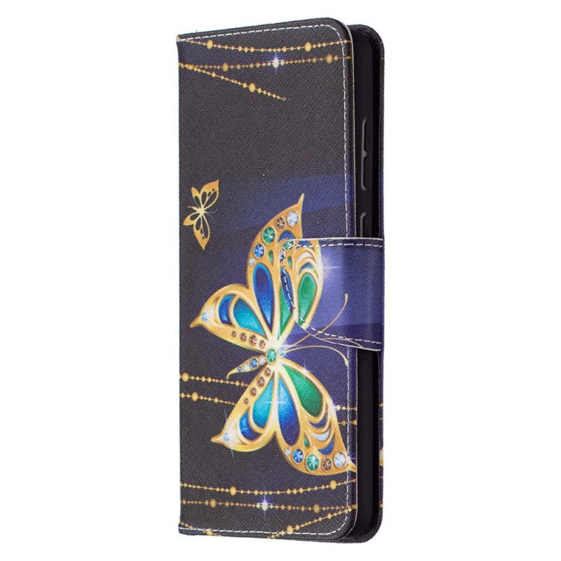 Lederhüllen Für Samsung Galaxy A72 4G / A72 5G Goldene Schmetterlinge