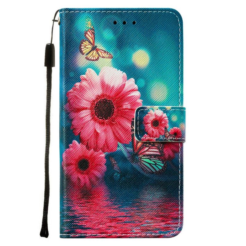 Lederhüllen Samsung Galaxy A72 4G / A72 5G Handyhülle Blumen Und Schmetterlinge