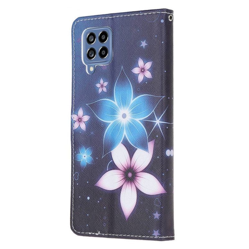 Flip Case Für Samsung Galaxy M53 5G Mit Kordel Mondriemenblumen