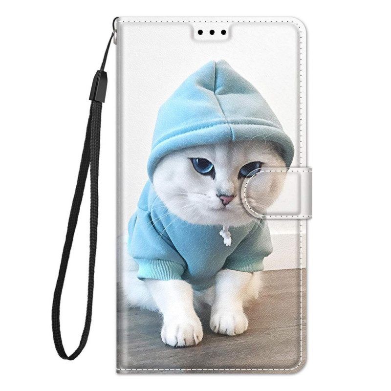 Flip Case Für Samsung Galaxy M53 5G Mit Kordel Tanga-katzen-fan