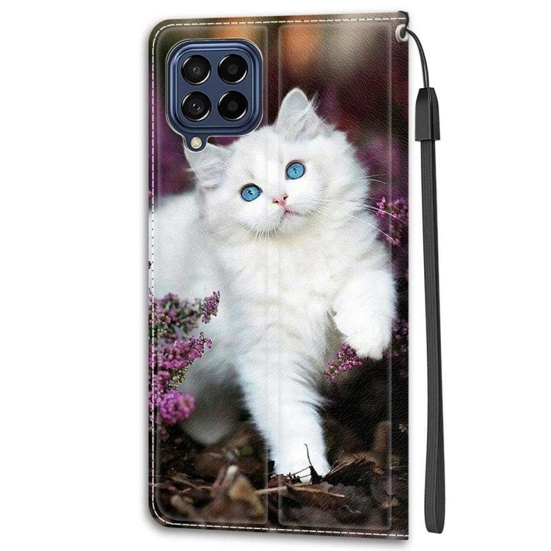 Flip Case Für Samsung Galaxy M53 5G Mit Kordel Tanga-katzen-fan