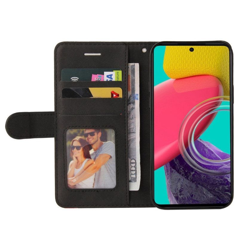 Flip Case Für Samsung Galaxy M53 5G Mit Kordel Zweifarbiger Riemen
