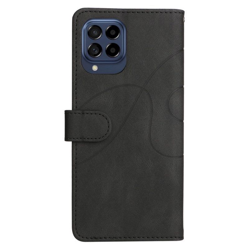 Flip Case Für Samsung Galaxy M53 5G Mit Kordel Zweifarbiger Riemen