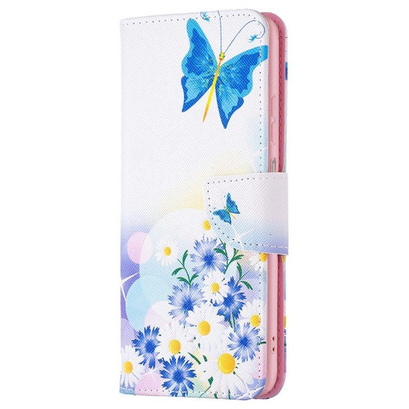 Flip Case Für Samsung Galaxy M53 5G Schmetterlinge Schmetterlinge