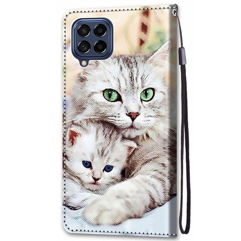 Lederhüllen Für Samsung Galaxy M53 5G Katzenfamilie