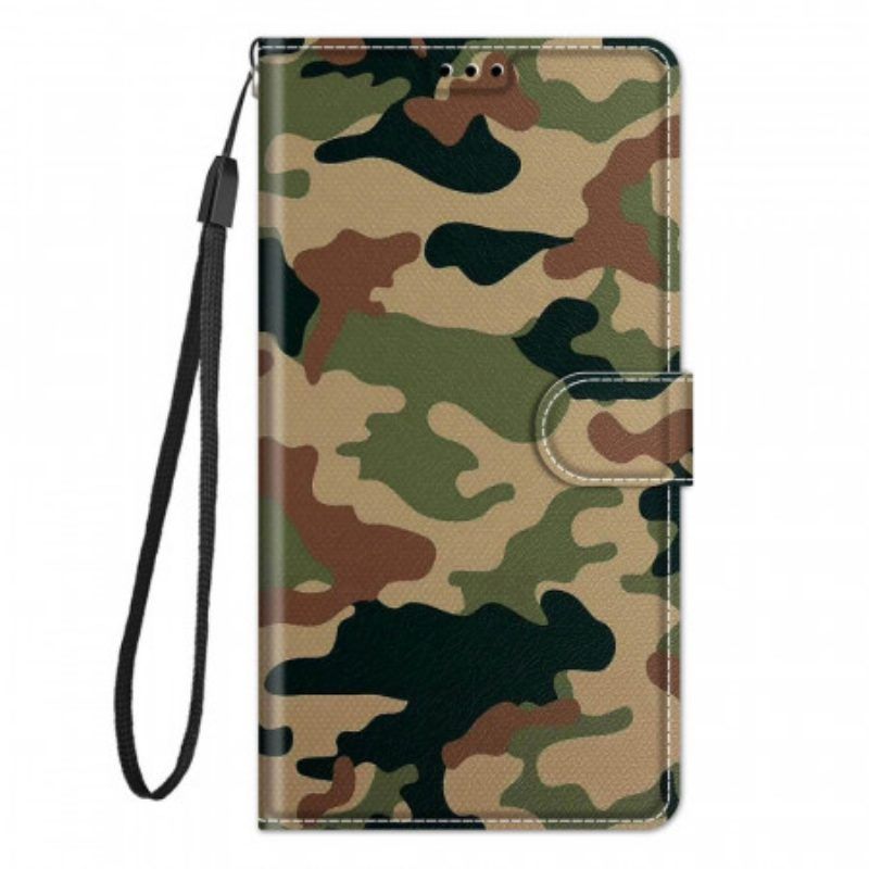 Lederhüllen Für Samsung Galaxy M53 5G Mit Kordel Riemchen-camouflage