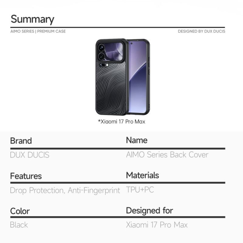 Hülle Xiaomi 17 Pro Max Aimo-serie Dux Ducis