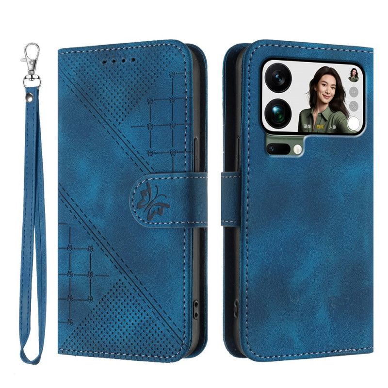 Lederhüllen Xiaomi 17 Pro Max Schmetterlings- Und Geometrisches Design