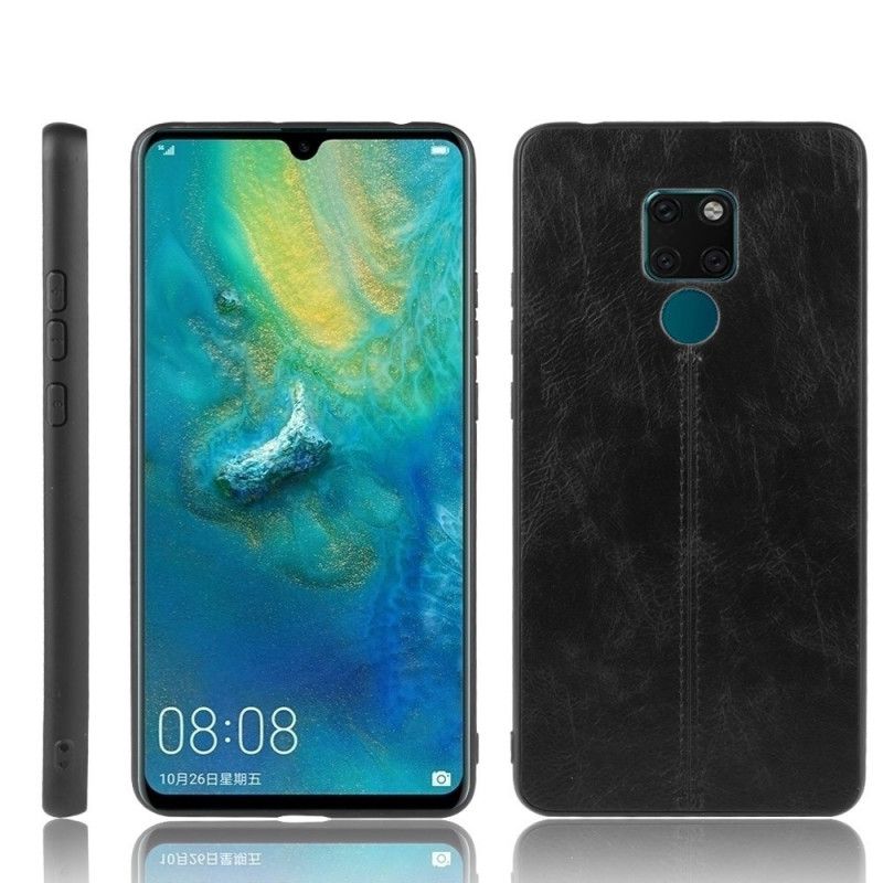 Hülle Huawei Mate 20 Schwarz Genähter Ledereffekt