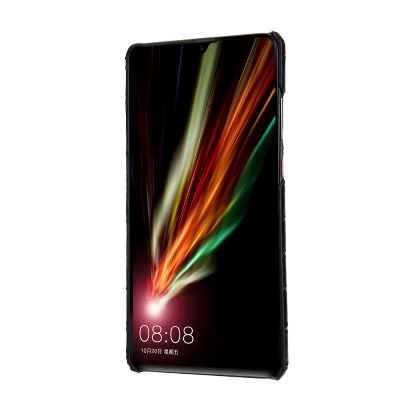 Hülle Huawei Mate 20 Schwarz Leder Mit Krokodileffekt