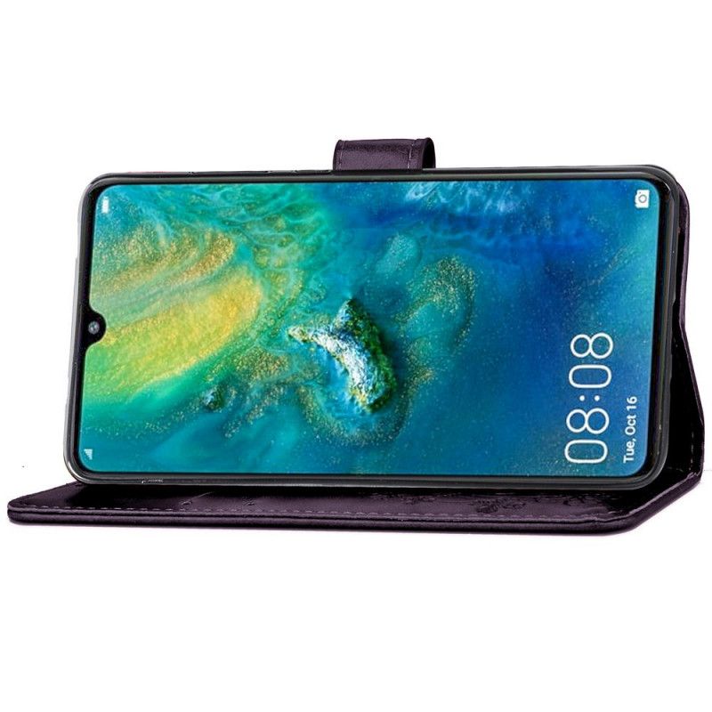 Lederhüllen Für Huawei Mate 20 Schwarz Hutprinz Mit Blumendruck