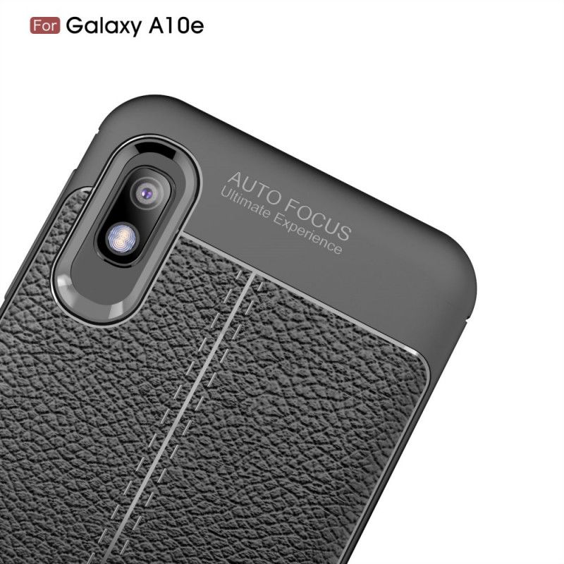 Hülle Samsung Galaxy A10E Schwarz Doppellinien-Litschileder-Effekt