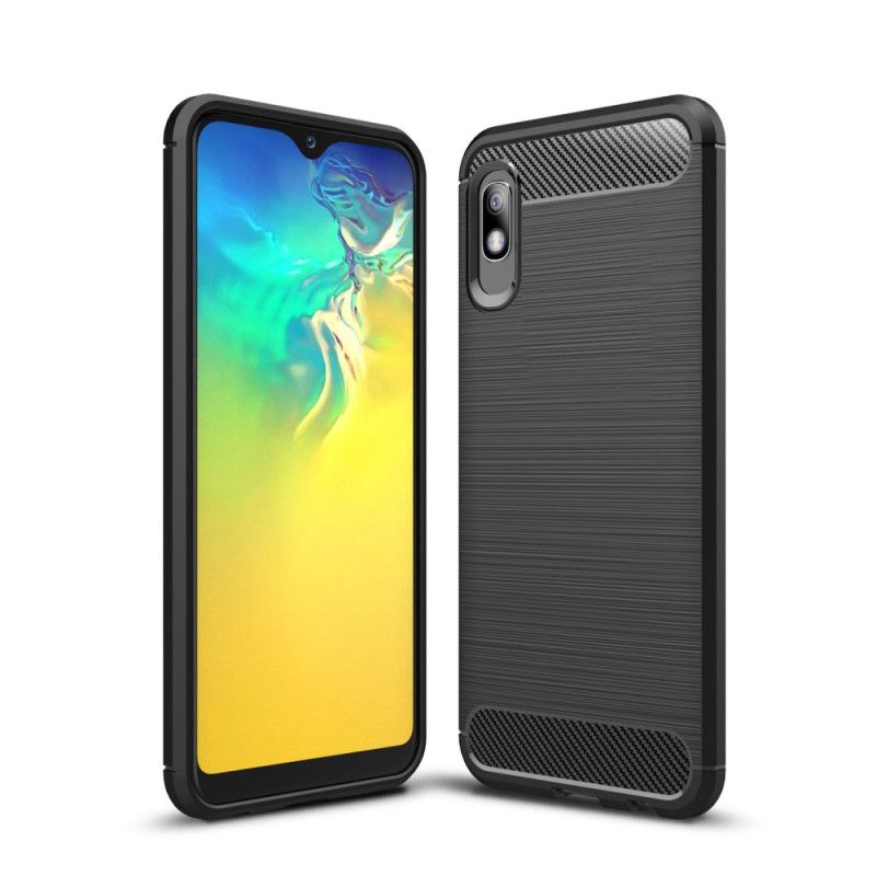 Hülle Samsung Galaxy A10E Schwarz Gebürstete Kohlefaser