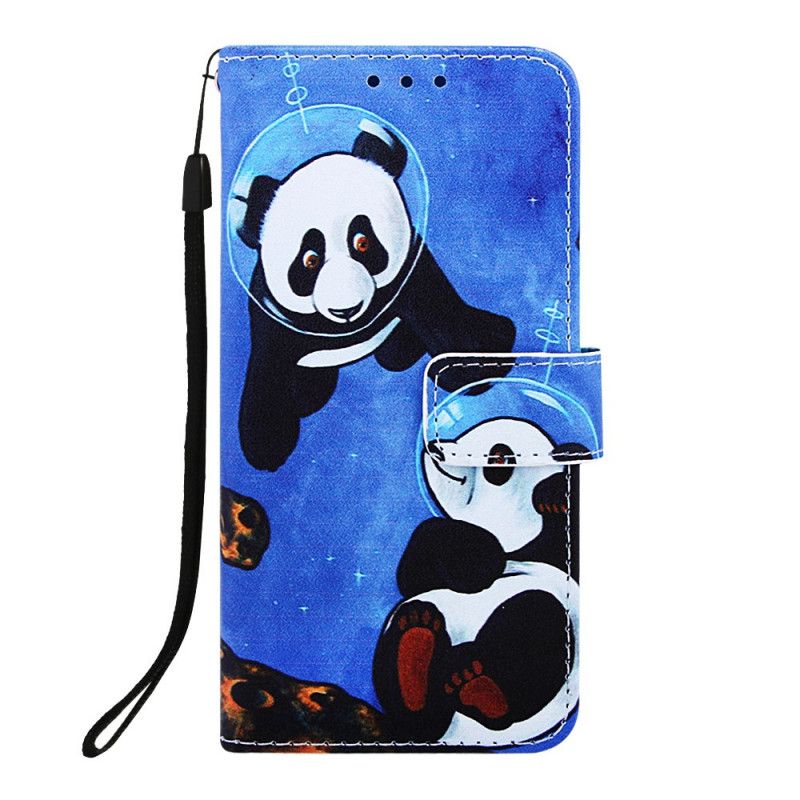 Lederhüllen Für Samsung Galaxy A10E Panda-Kosmonauten
