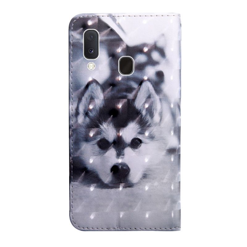 Lederhüllen Samsung Galaxy A10E Handyhülle Schwarz-Weißer Hund