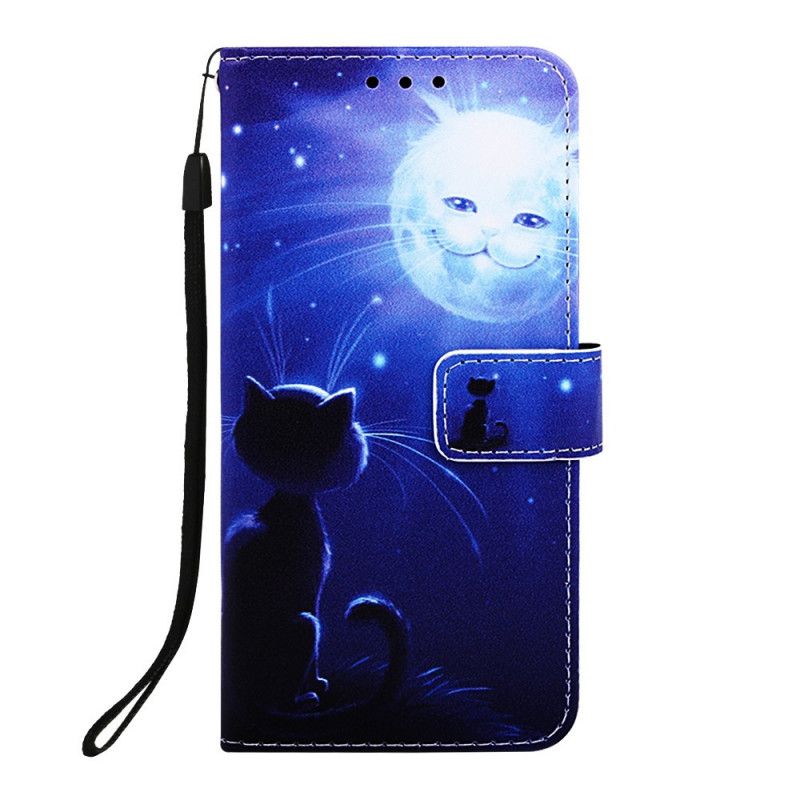 Lederhüllen Samsung Galaxy A10E Katze Im Mondlicht